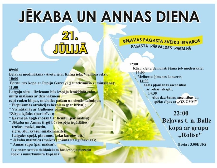 Beļavas pagasta svētku ietvaros - Jēkaba un Annas diena; balle