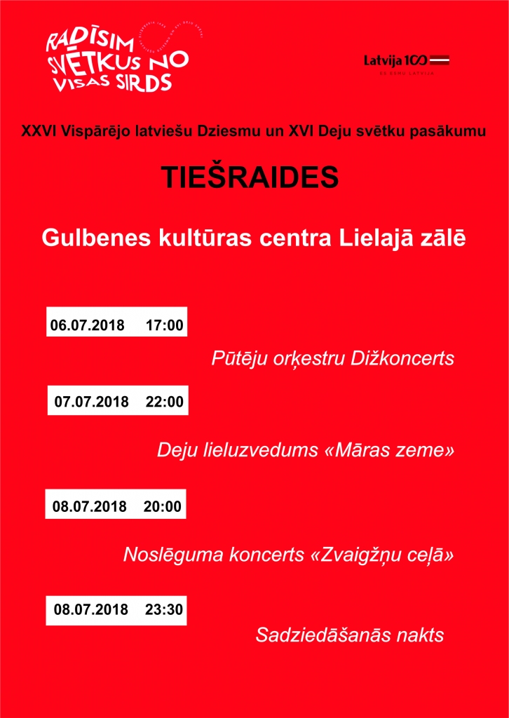 Latvijas simtgades Dziesmu un deju svētku tiešraides