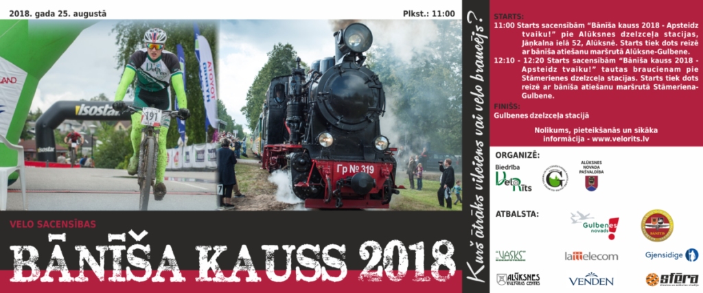 Joprojām var reģistrēties velosacensībām “Bānīša kauss 2018 jeb Apsteidz tvaiku”