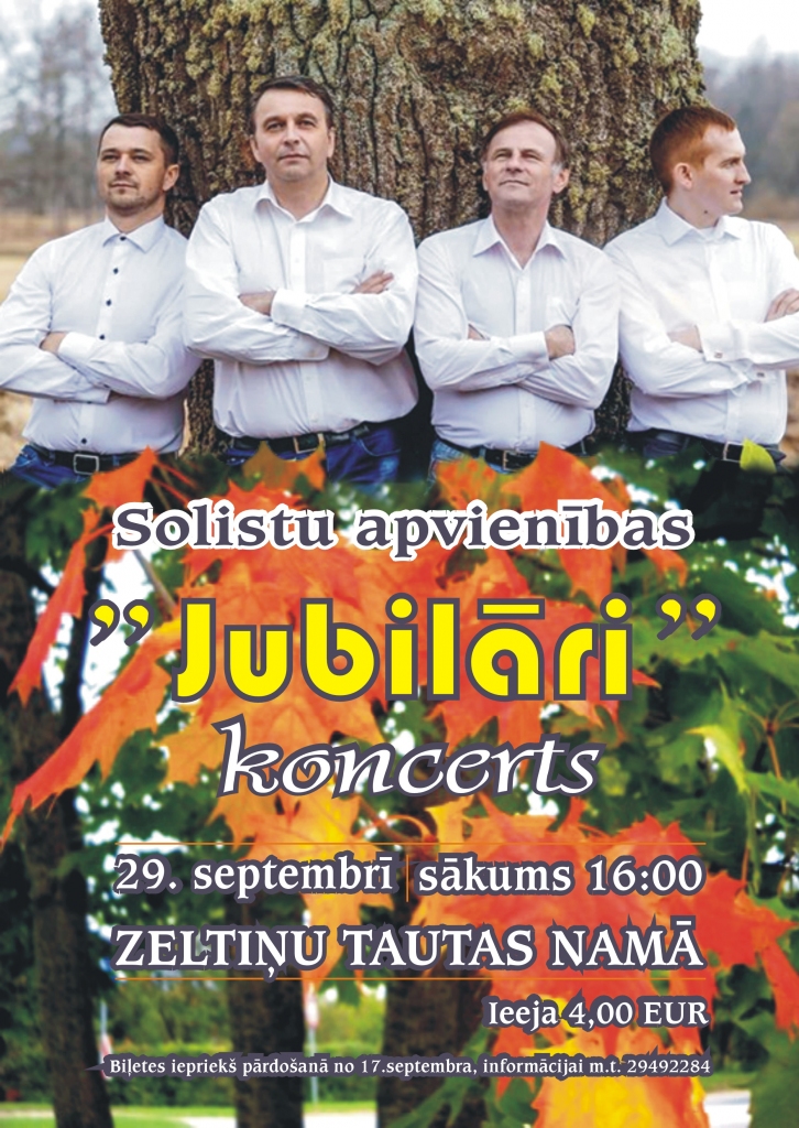 Zeltiņos koncertēs solistu apvienība ”Jubilāri”