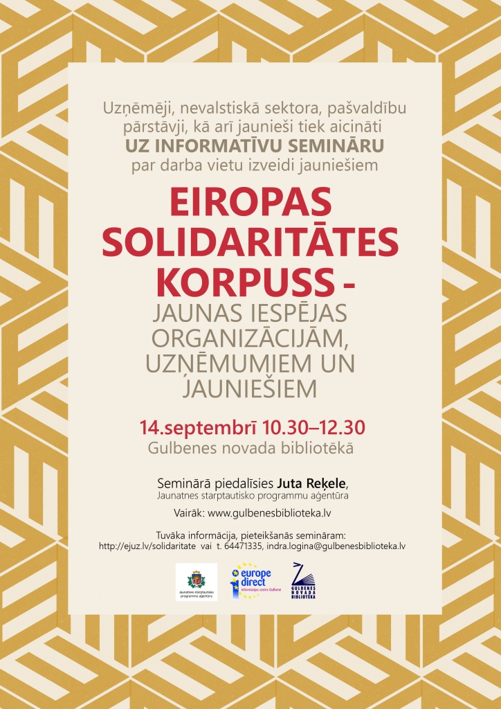 Gulbenē - informatīvs seminārs par darba vietu izveidi jauniešiem