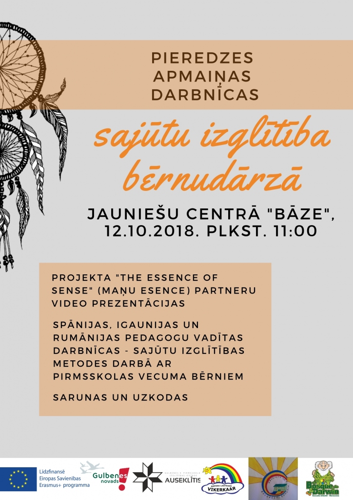 Aicina piedalīties pieredzes apmaiņas darbnīcās "Sajūtu izglītība bērnudārzā"