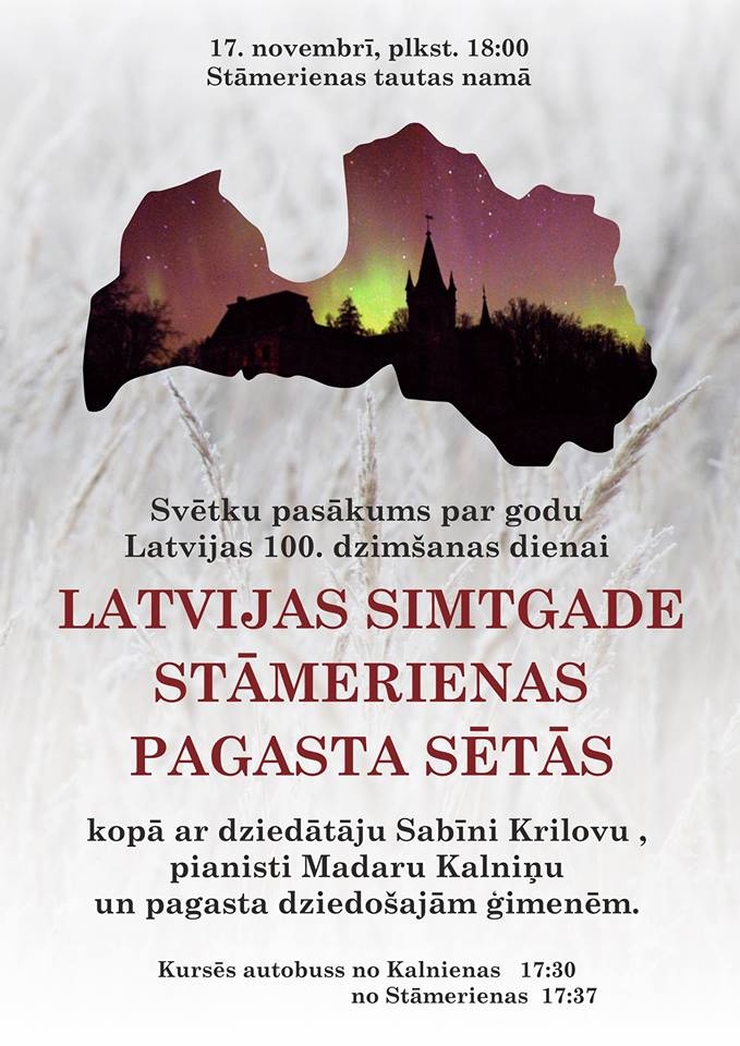 Stāmerienā - Svētku pasākums par godu Latvijas 100.dzimšanas dienai