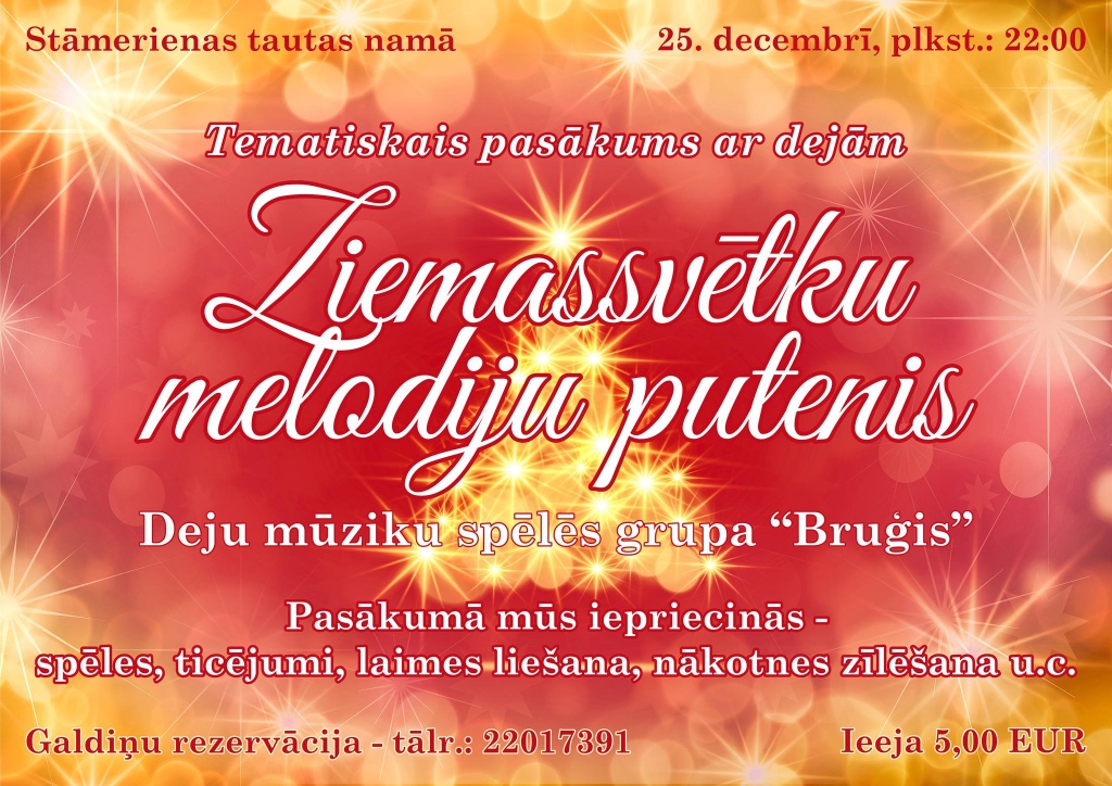 Stāmerienā -  tematisks pasākums ar dejām "Ziemassvētku melodiju putenis"