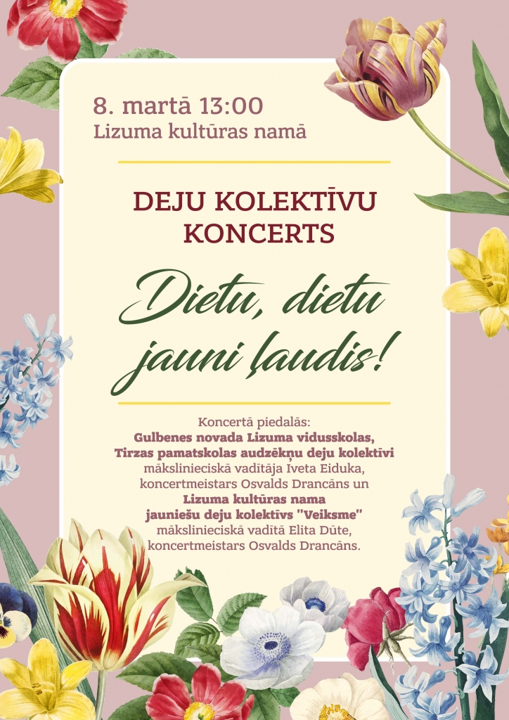 Lizumā - deju kolektīvu koncerts "Dietu, dietu jauni ļaudis!"