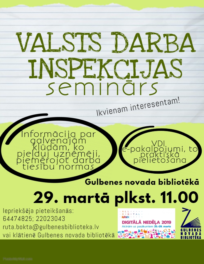 Bibliotēkā - Valsts darba inspekcijas seminārs