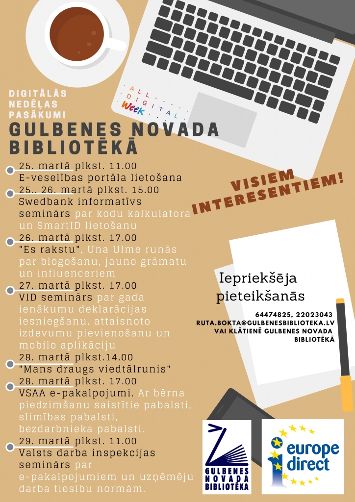 Digitālās nedēļas aktivitātes Gulbenes novada bibliotēkā