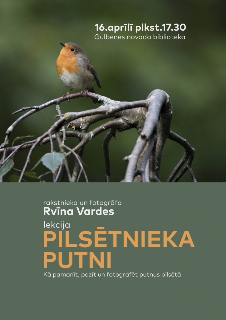 Bibliotēkā - Rvīna Vardes lekcija “Pilsētnieka putni” 