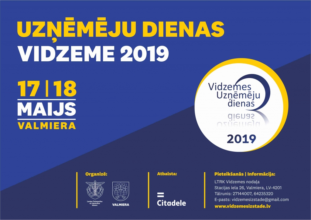 Lielākais biznesa notikums “Vidzemes Uzņēmēju dienas 2019” jau drīz Valmierā