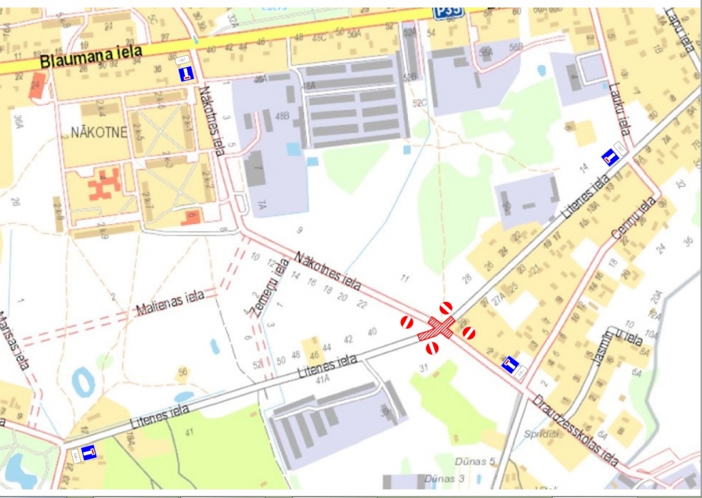 Šodien satiksmei slēgts Litenes, Nākotnes un Draudzesskolas ielas krustojums