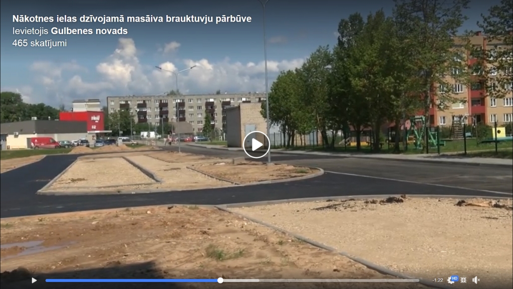 VIDEO: jau augusta beigās sola pabeigt Nākotnes ielas daudzdzīvokļu māju masīva brauktuvju pārbūvi, ietvju un stāvlaukumu izbūvi