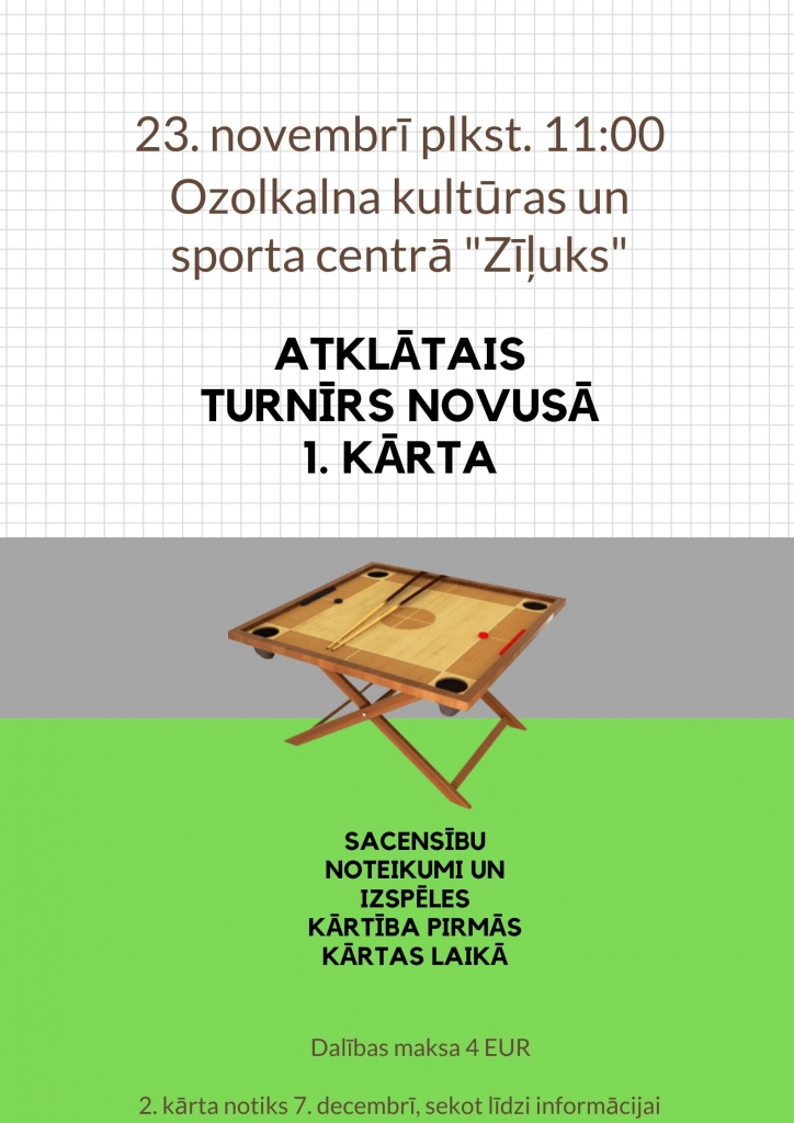 Ozolkalnā - atklātais turnīrs novusā (1.kārta)