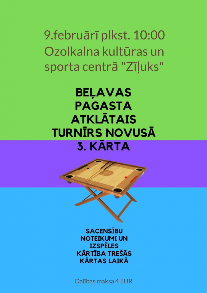 Beļavas pagasta atklātā turnīra novusā trešā kārta