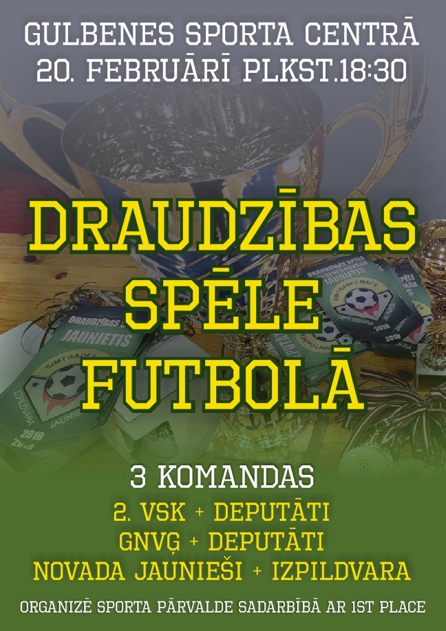 Gulbenes sporta centrā - draudzības spēle futbolā