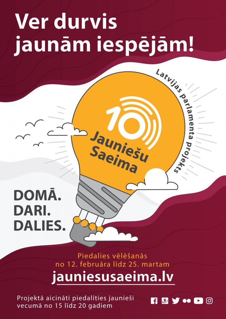 Parlaments aicina jauniešus kandidēt 10.Jauniešu Saeimas vēlēšanās