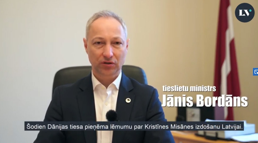 Tieslietu ministra Jāņa Bordāna paziņojums par Kristīnes Misānes lietas turpmāko virzību