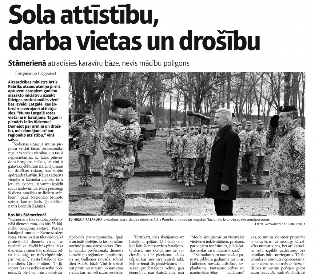 Stāmerienas iedzīvotājus karavīru klātbūtne nebaida