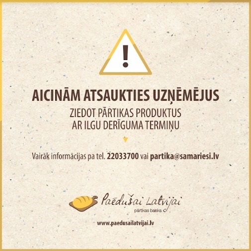 Pārtikas banka aicina atsaukties labas gribas uzņēmējus