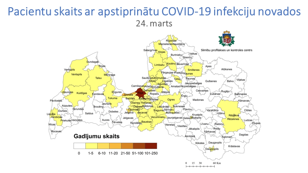 Iepriekšējā diennaktī Latvijā infekcija ar COVID-19 apstiprināta 24 cilvēkiem