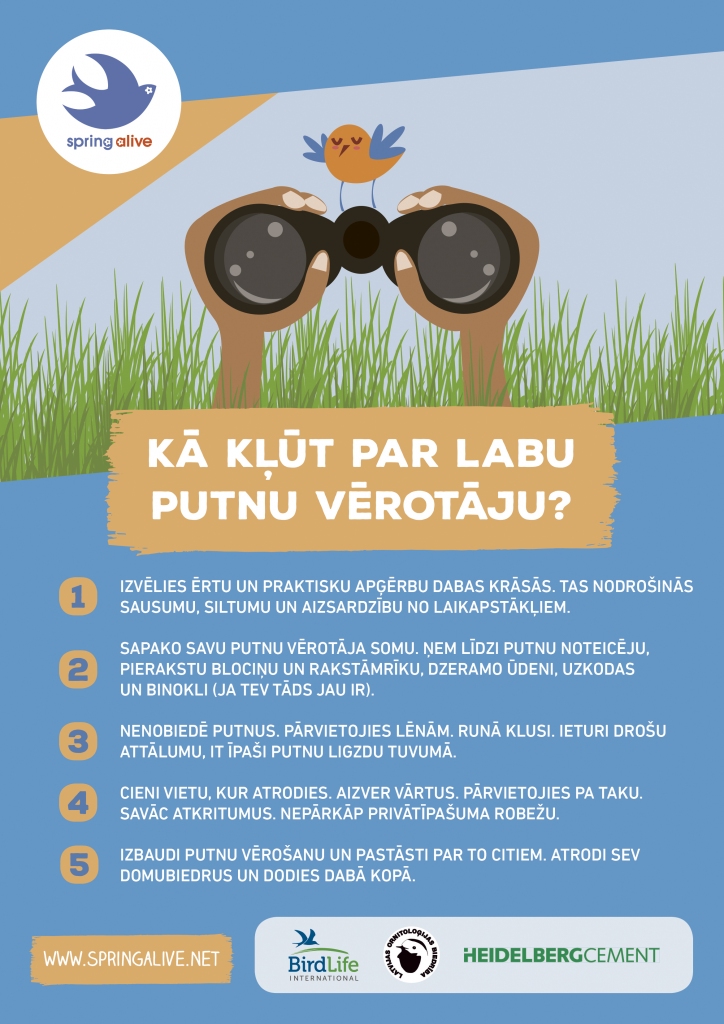 Desmit ieteikumi, lai putnu vērošana izdotos