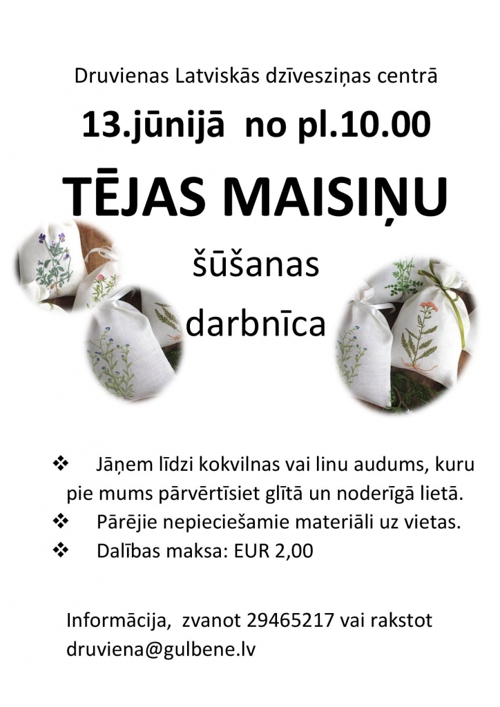 Tējas maisiņu šūšanas darbnīca