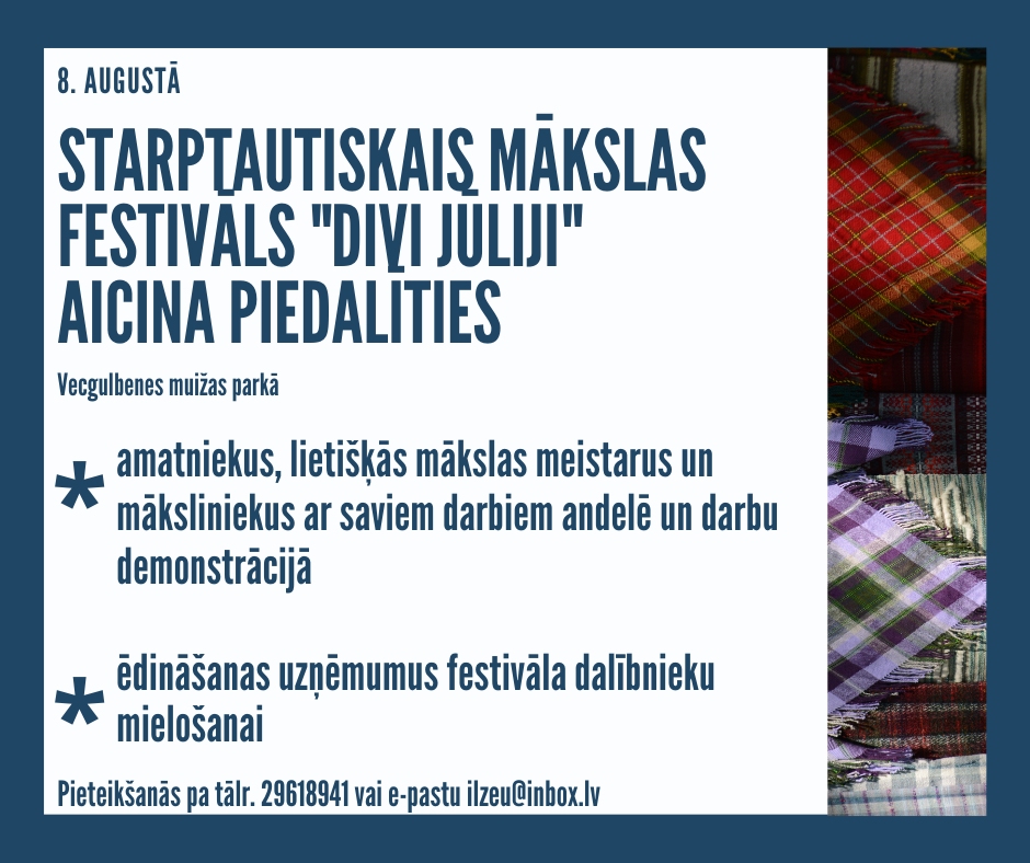 Aicina pieteikties dalībai festivālā "Divi Jūliji" Gulbenē 