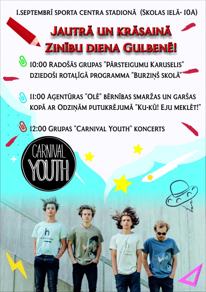 Zinību dienā Gulbenē būs arī „Carnival Youth”