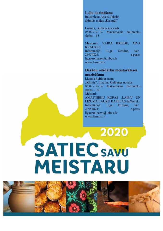 “Satiec savu meistaru 2020": dažādu rokdarbu meistarklases