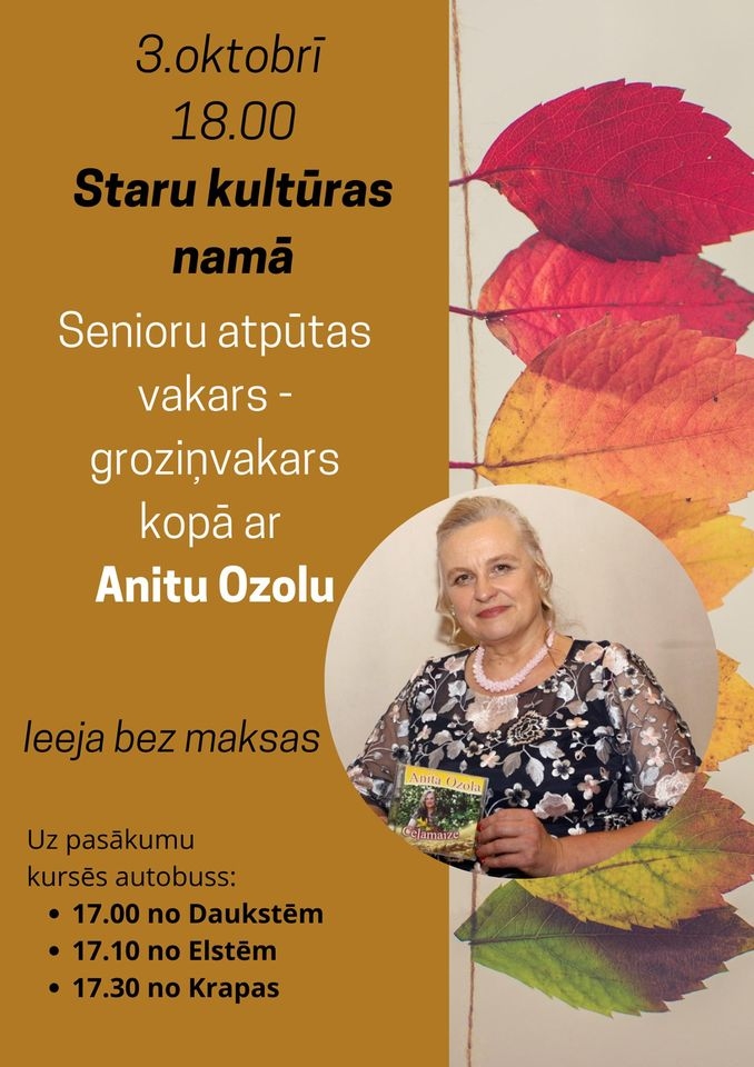 Senioru atpūtas vakars kopā ar Anitu Ozolu