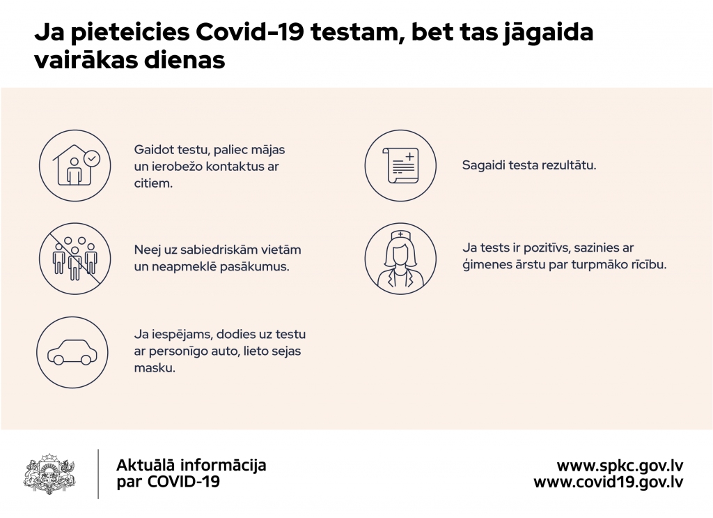 SPKC: Ja Covid-19 tests ir pozitīvs vai esi kontaktpersona, rīkojies vēl pirms epidemiologa zvana