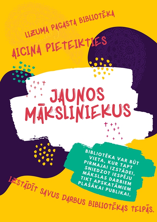 Lizuma pagasta bibliotēka aicina pieteikties jaunos māksliniekus 