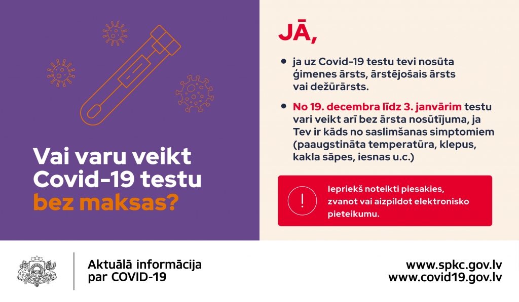 NVD: tiek paplašinātas iespējas nodot Covid-19 analīzes