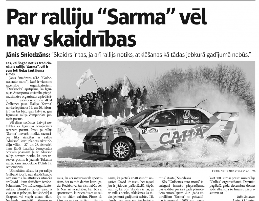 Rallijs “Sarma” tomēr nenotiks