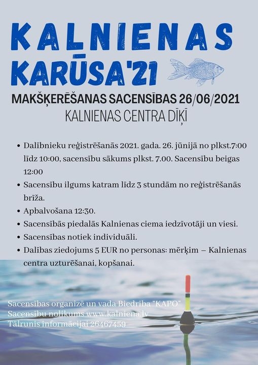 Makšķerēšanas sacensības "Kalnienas karūsa 2021"