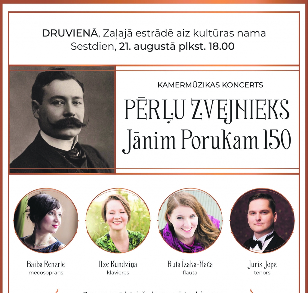 Aicina uz koncertu “Pērļu zvejnieks. Jānim Porukam – 150”