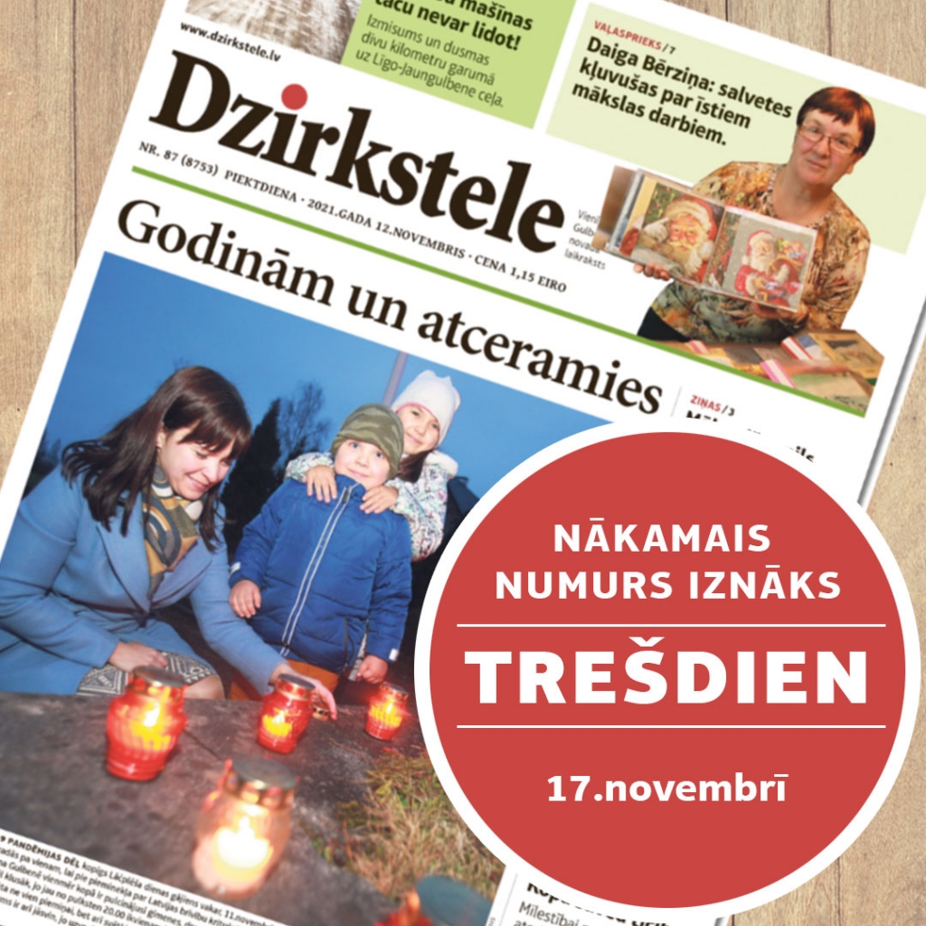 "Dzirksteles" nākamais numurs iznāks trešdien, 17.novembrī 